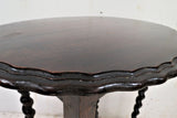 Antique English Barley Twist Scalloped Edge Oval Side Table