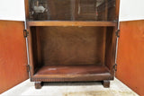 Mid Century English Oak Bookcase With Sliding Glass Doors