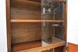 Mid Century English Oak Bookcase With Sliding Glass Doors