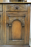Antique English Catedral Carved Dark Oak Court Cupboard