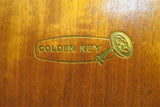 Mid Century English Gloss Mahogany Golden Key Two Door Wardrobe