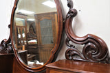Antique English Flame Mahogany Vanity With Mirror