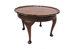 Vintage English Walnut Queen Anne Accent Table With Pie Crust Edge