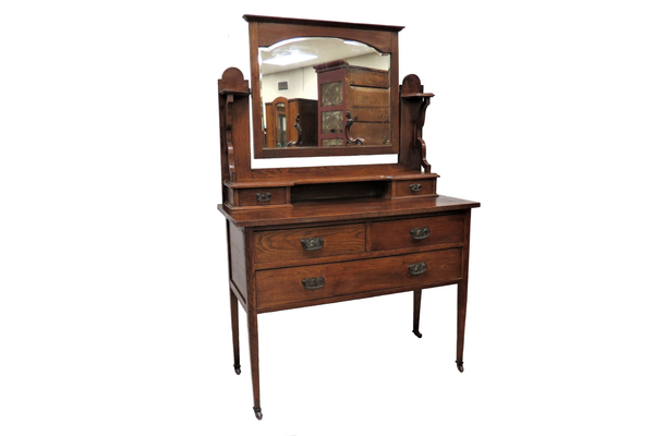 Antique English Oak 3 Drawer Dresser With Beveled Mirror – No. 7 Pickery  Place
