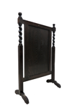 Antique English Dark Oak Barley Twist Fire Screen