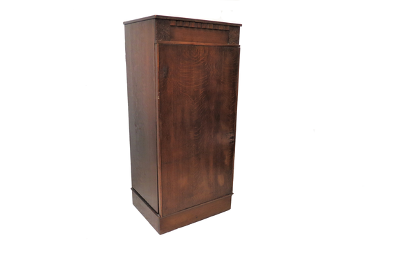 Small Vintage Oak Gentleman's Dressing Cabinet Wardrobe With Mirrored Lift Top