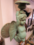 Antique Cast Iron Winged Cherub Angel Wall Sconce
