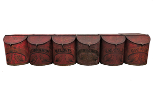 Set of 6 Antique General Store Spice Tins