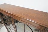 Antique English Bookcase With Fretwork Glass Doors And Working Key