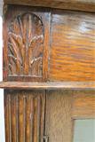 Antique English Bookcase With Fretwork Glass Doors And Working Key