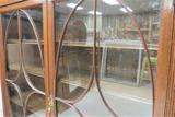 Antique English Bookcase With Fretwork Glass Doors And Working Key