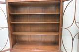 Antique English Bookcase With Fretwork Glass Doors And Working Key