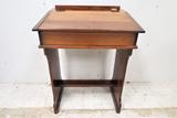 Antique English Child's Primary School Lift Top Desk With Ink Well