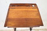 Antique English Child's Primary School Lift Top Desk With Ink Well