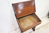 Antique English Child's Primary School Lift Top Desk With Ink Well