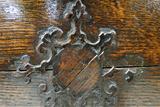 Antique English Oak Drop Front Secretary With Leaded Glass Bookcase Cabinet