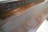 Antique English Oak Drop Front Secretary With Leaded Glass Bookcase Cabinet
