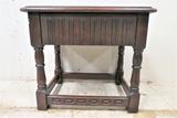 Antique English Dark Oak Chairside Table With Drawer