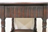 Antique English Dark Oak Chairside Table With Drawer